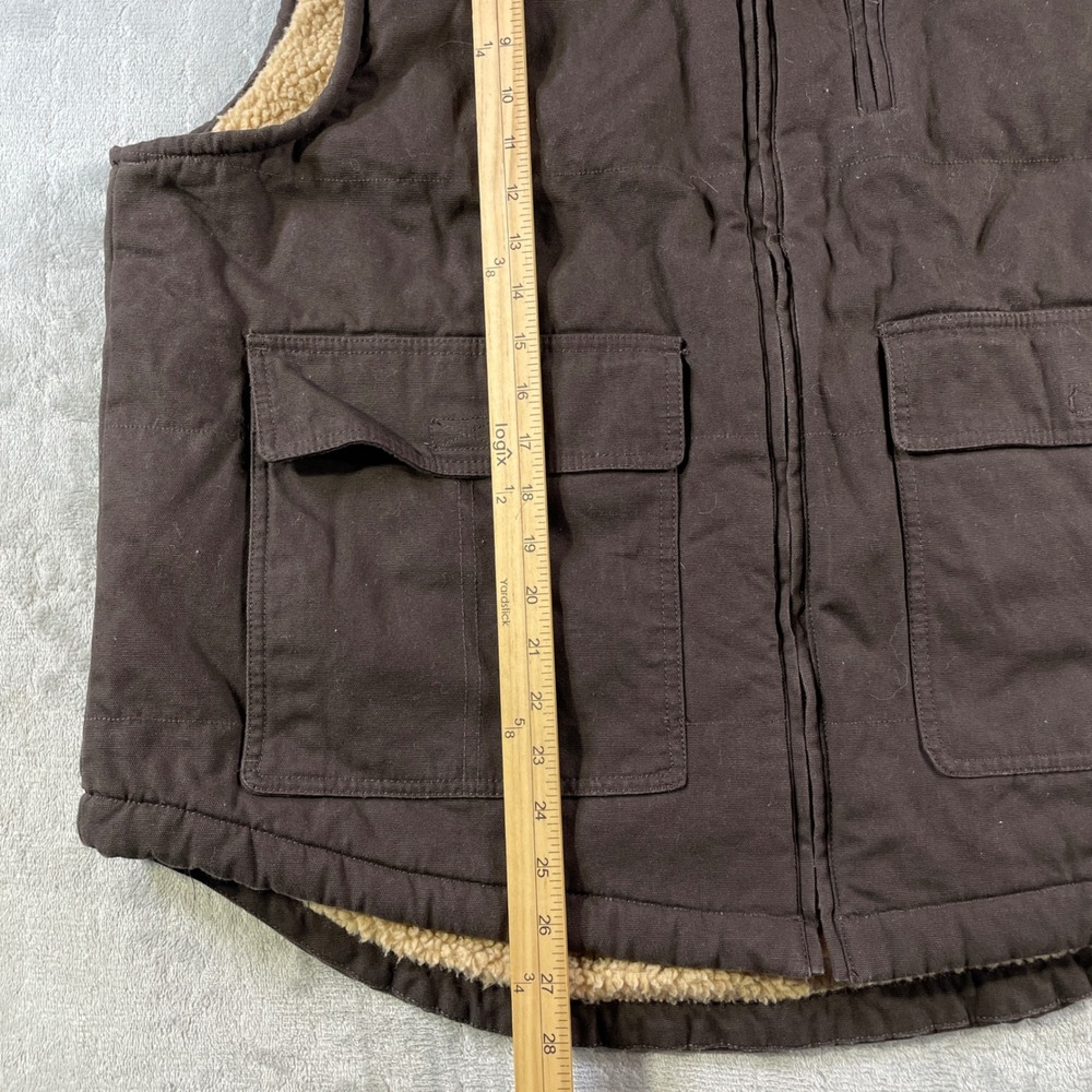 Lee Workwear Vest Mens XL Brown Sherpa Lined Padded Pockets Outdoor Western - Picture 4 of 9